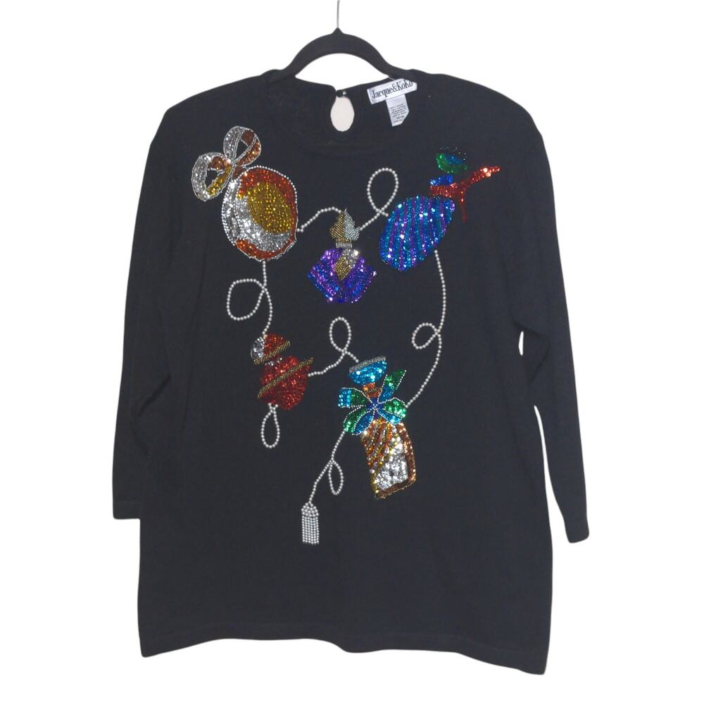 Jacque & Koko Vintage Embellished Perfume Bottle Sweater 14/16